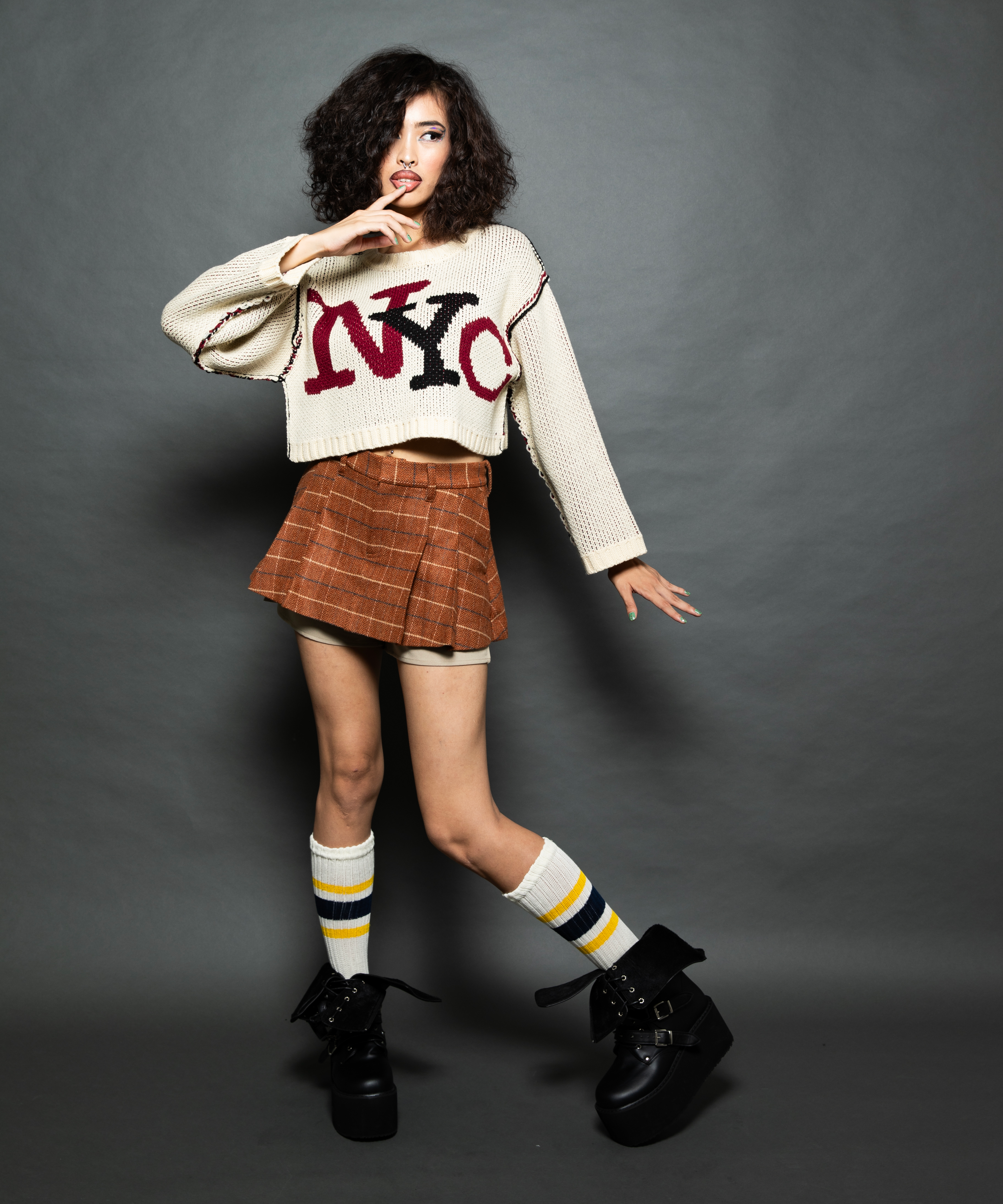 "NYC”ジャガードニットプルオーバー