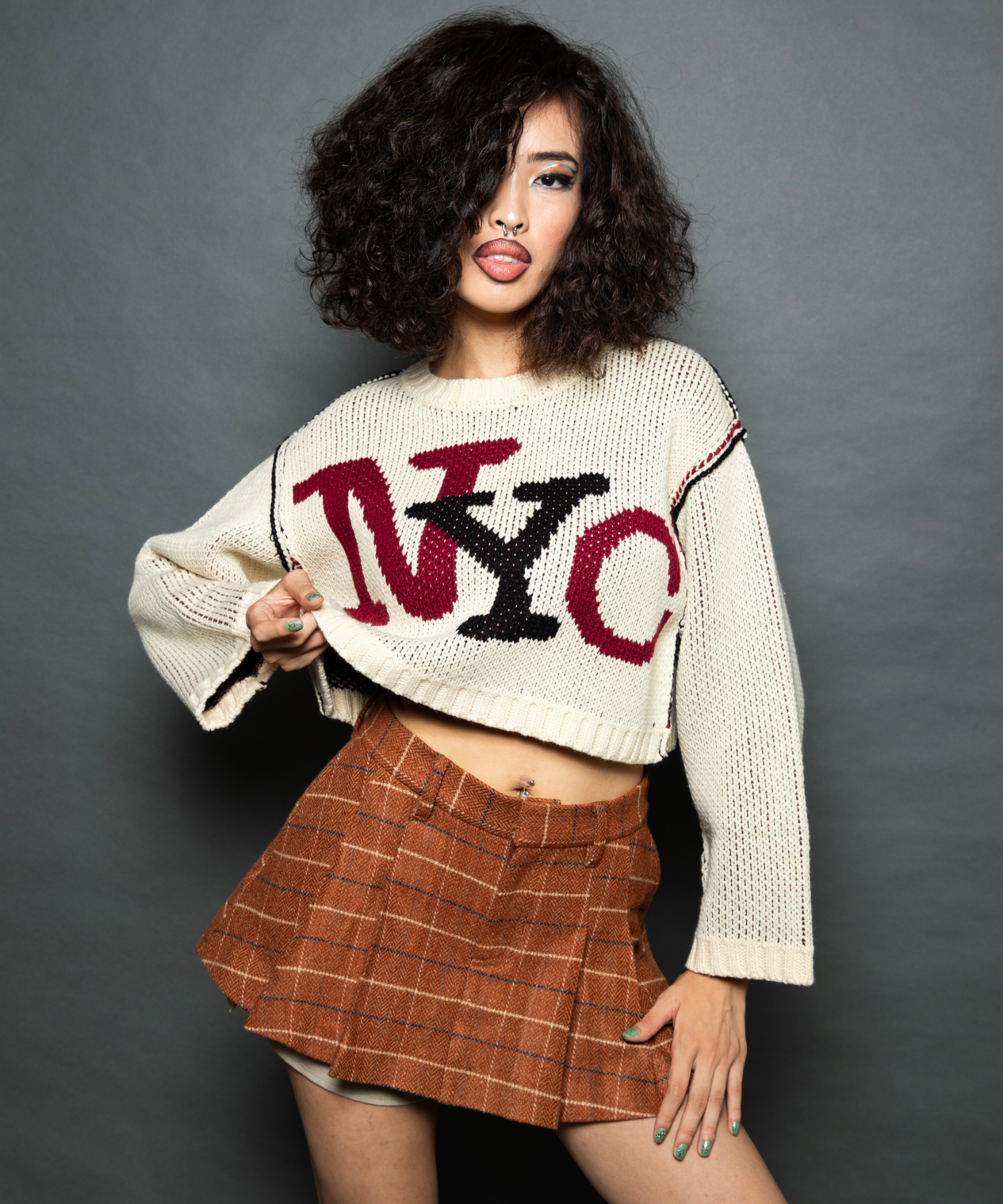 "NYC”ジャガードニットプルオーバー