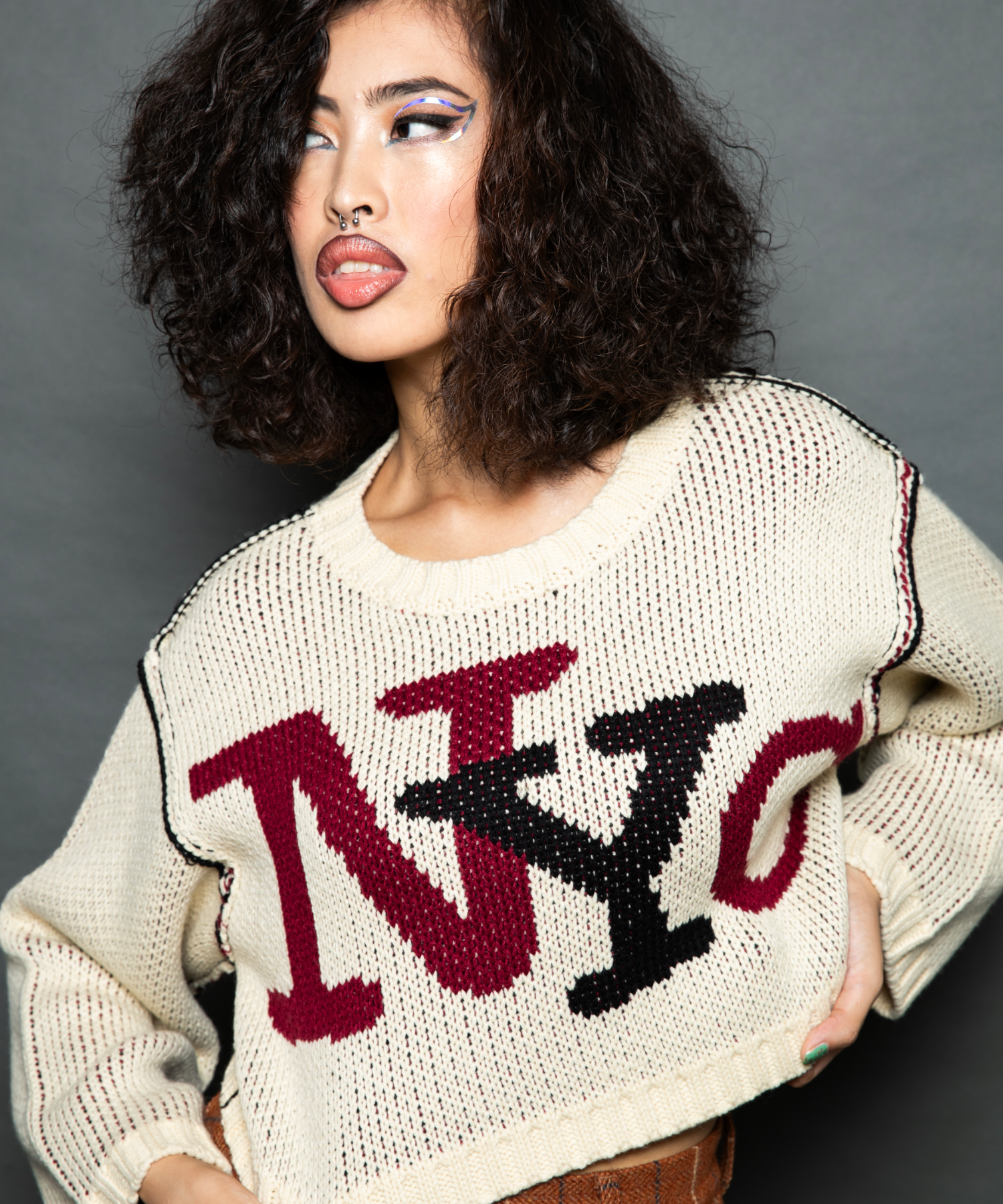 "NYC”ジャガードニットプルオーバー