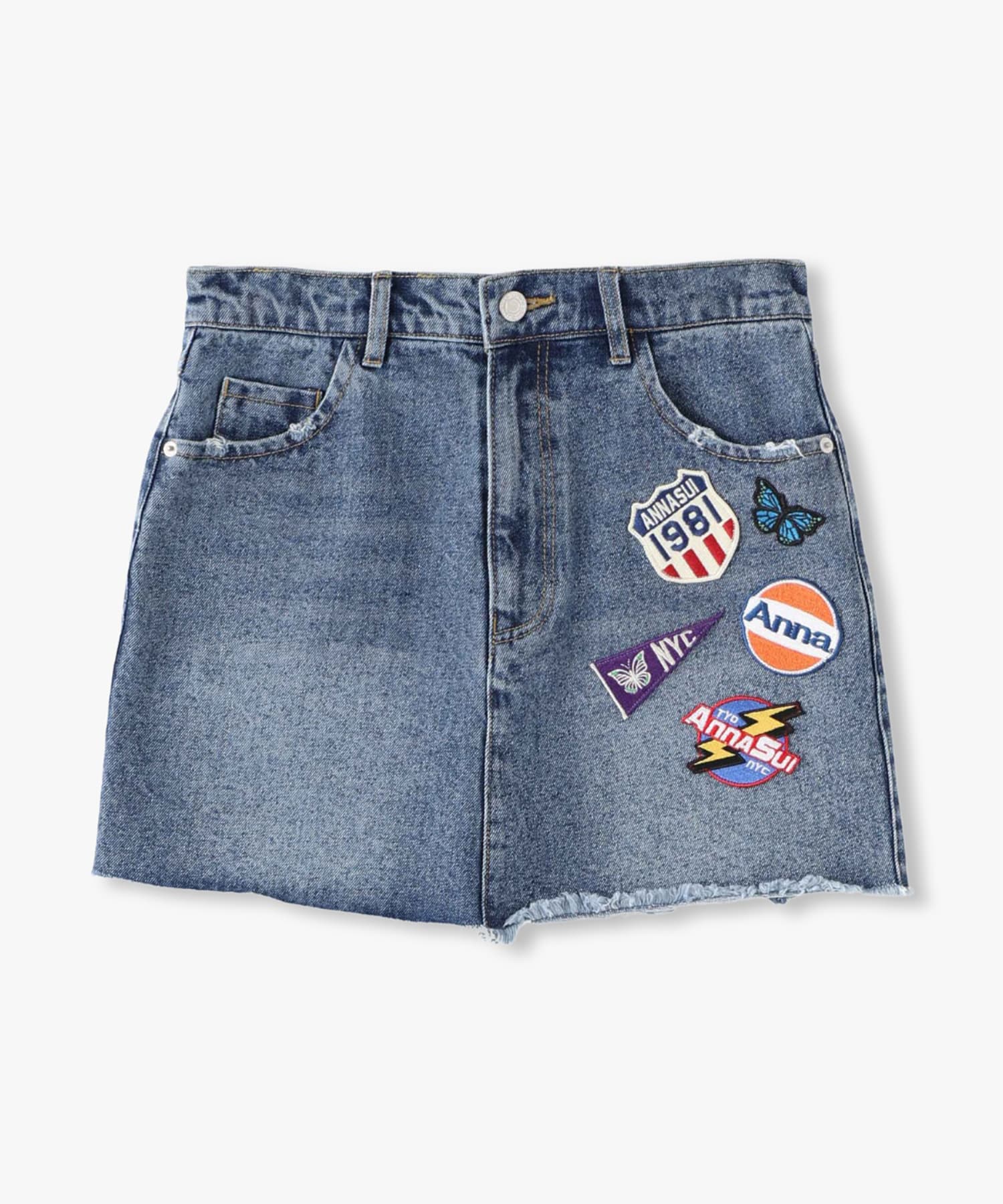 ANNA SUI NYC ワッペンデニムスカート