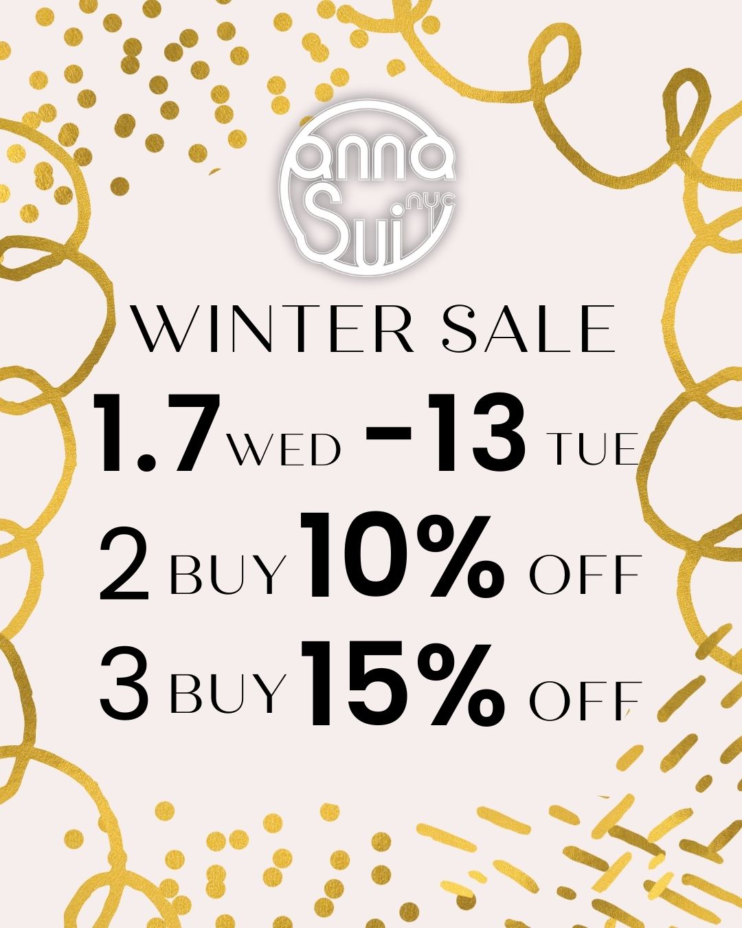 2BUY 10%OFF / 3BUY 15%OFF SALE【1/7wed-1/13tue】
