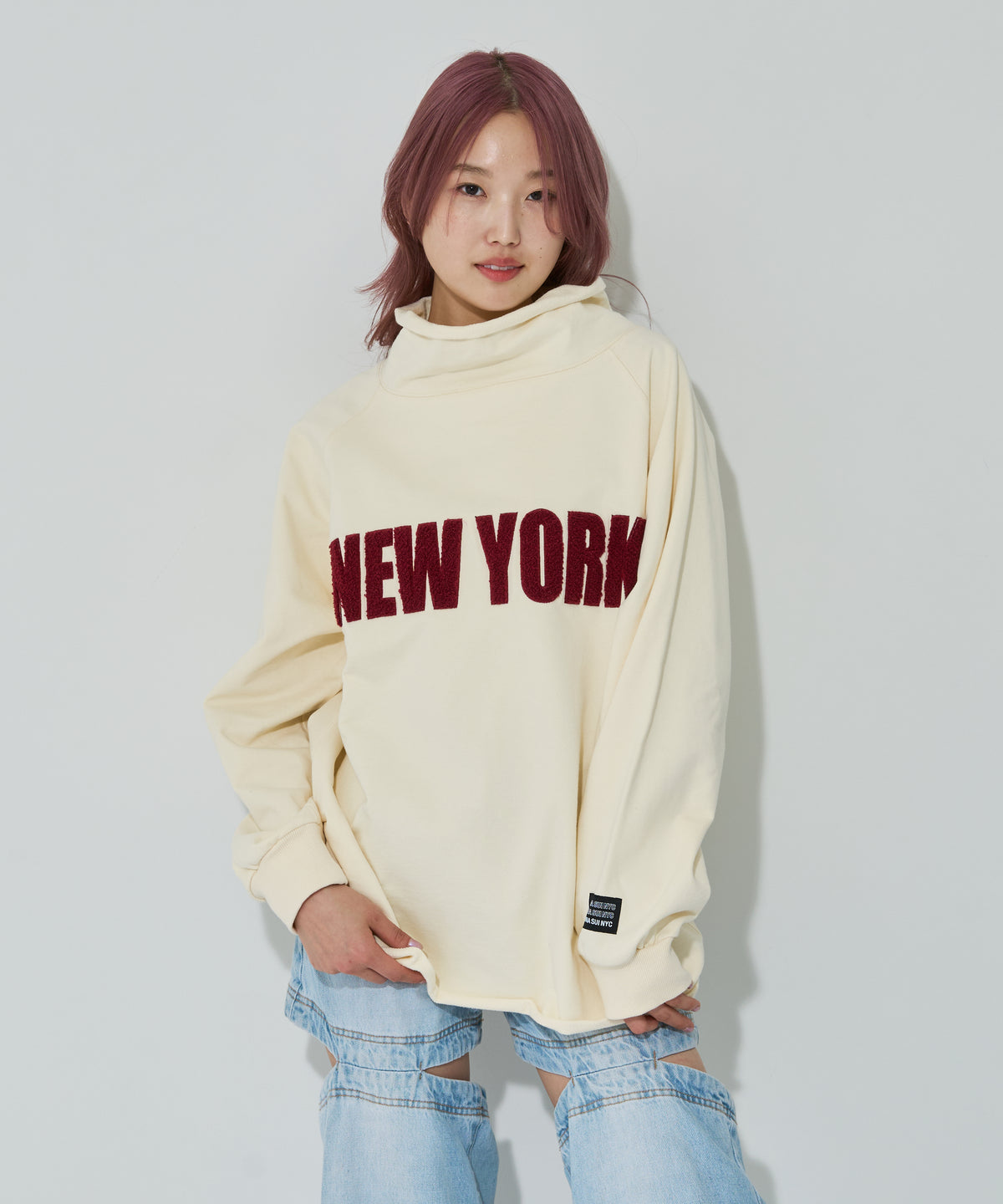 ハイネック“NY”刺繍スウェットプルオーバー – ANNA SUI NYC
