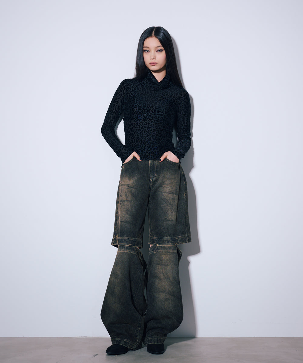 総柄シアータートルネック