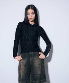 総柄シアータートルネック