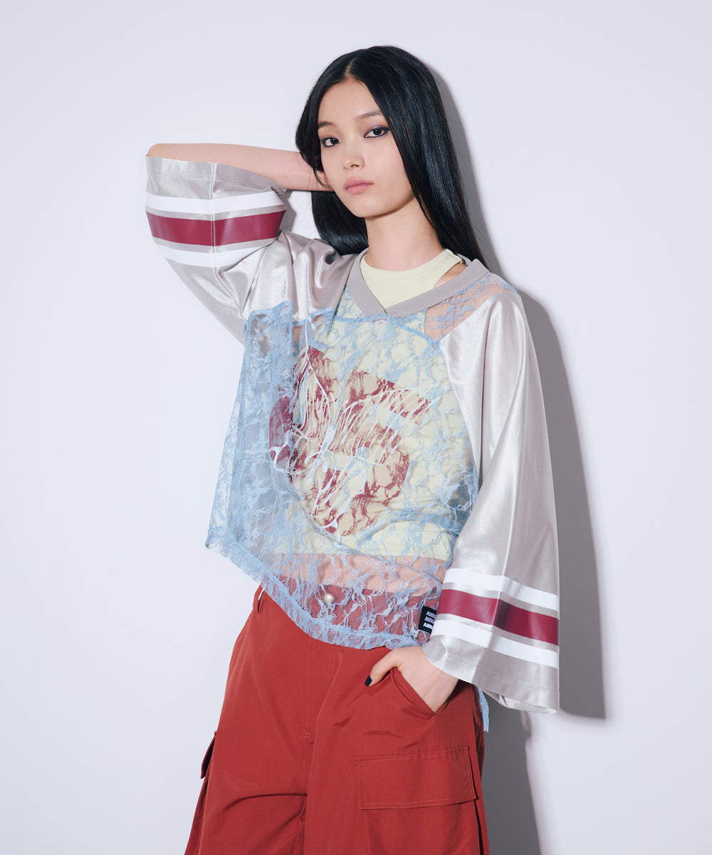 バタフライプリントゲームシャツ