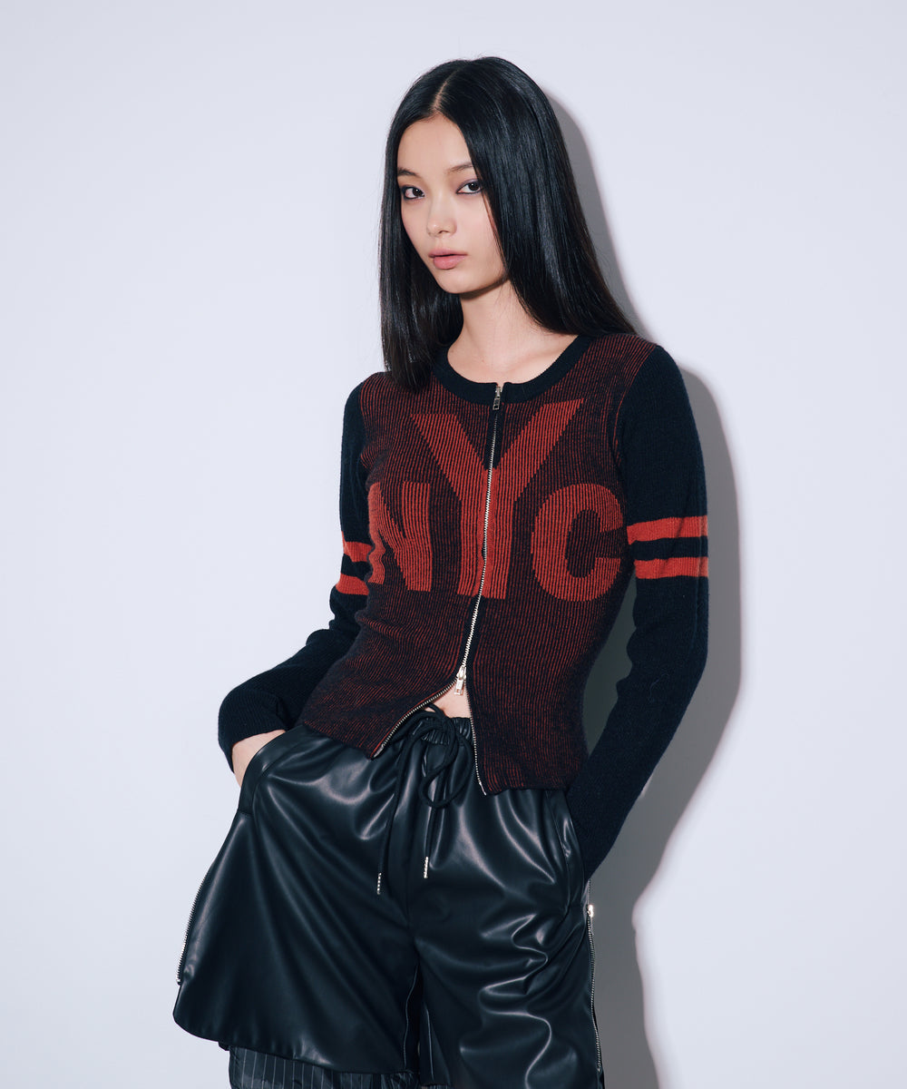 NYC配色ZIPカーデ