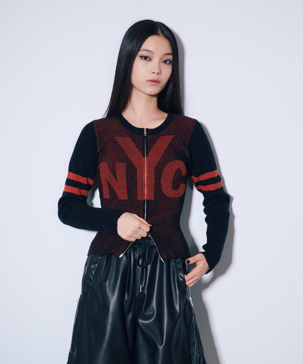 NYC配色ZIPカーデ