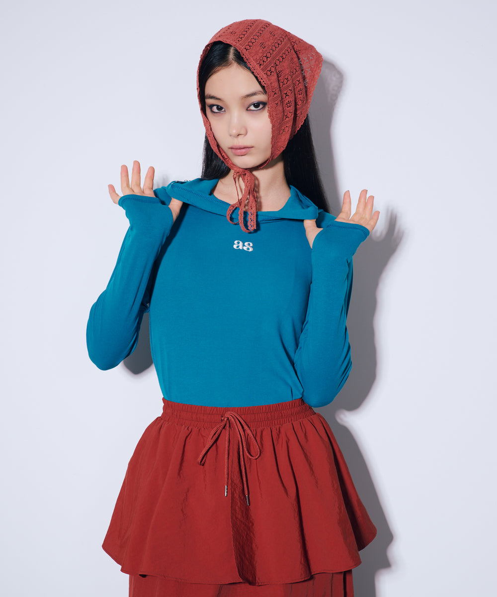 AS刺繍リブフーディー