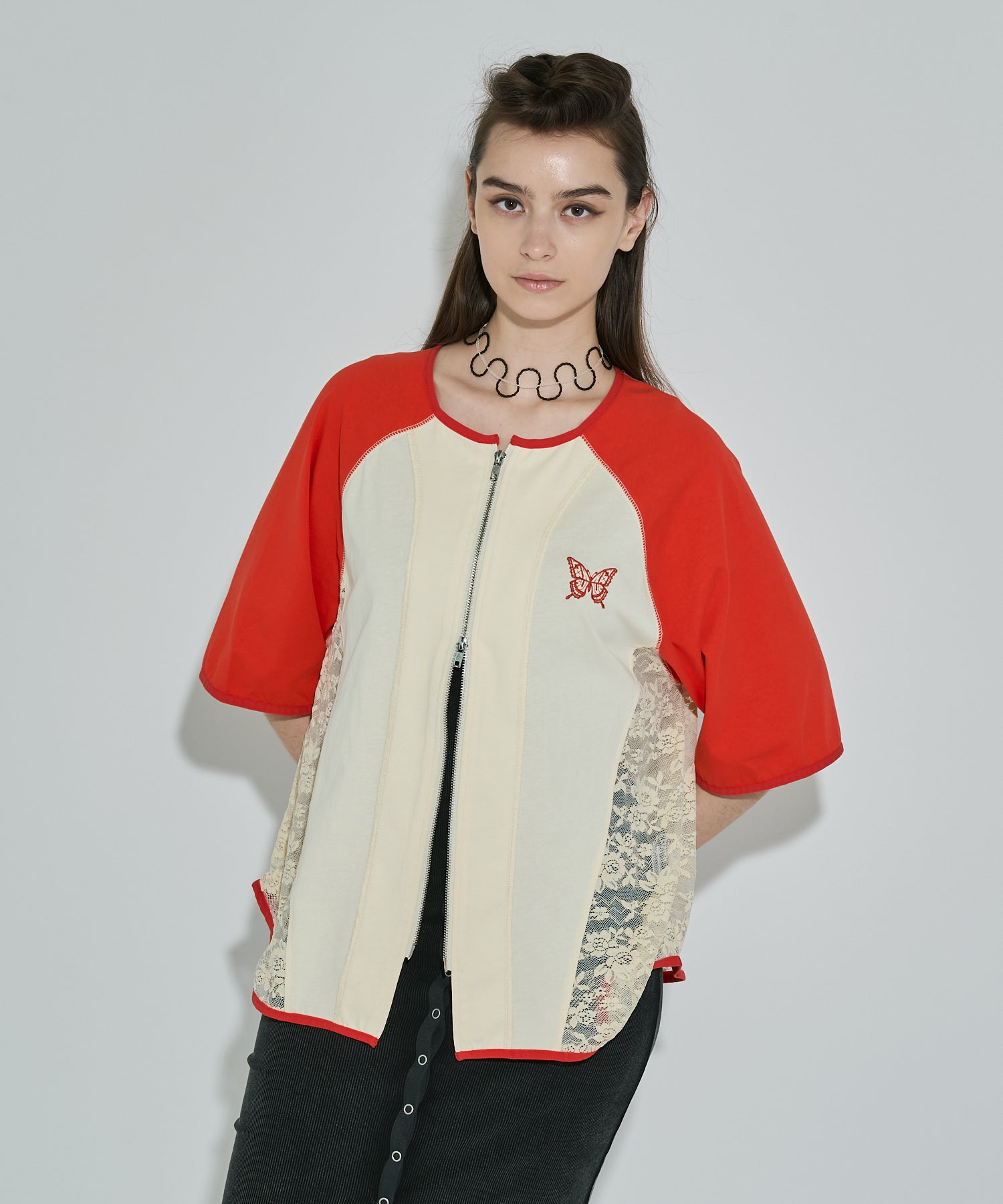 レースドッキングダブルジップシャツ – ANNA SUI NYC