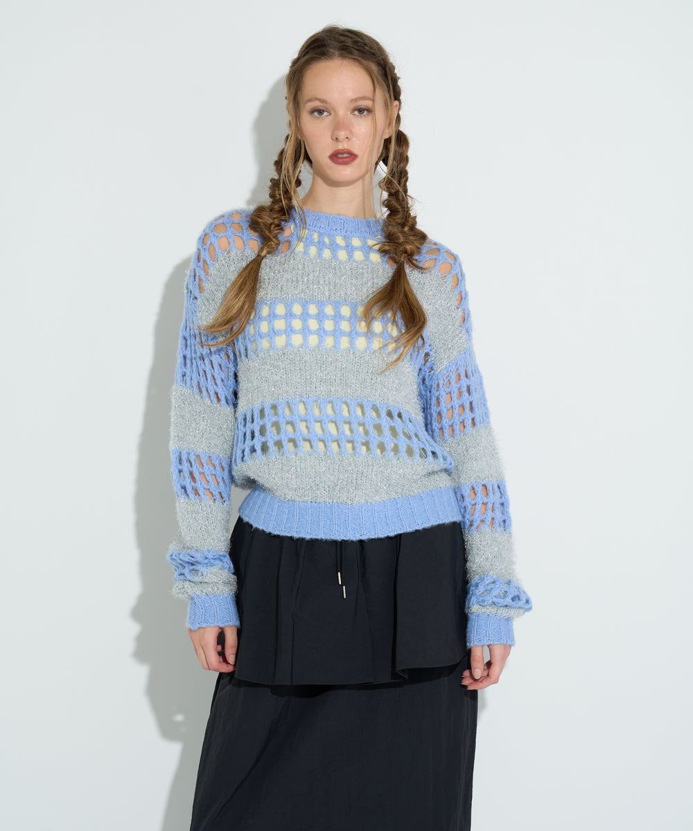 ラメシャギーニットプルオーバー