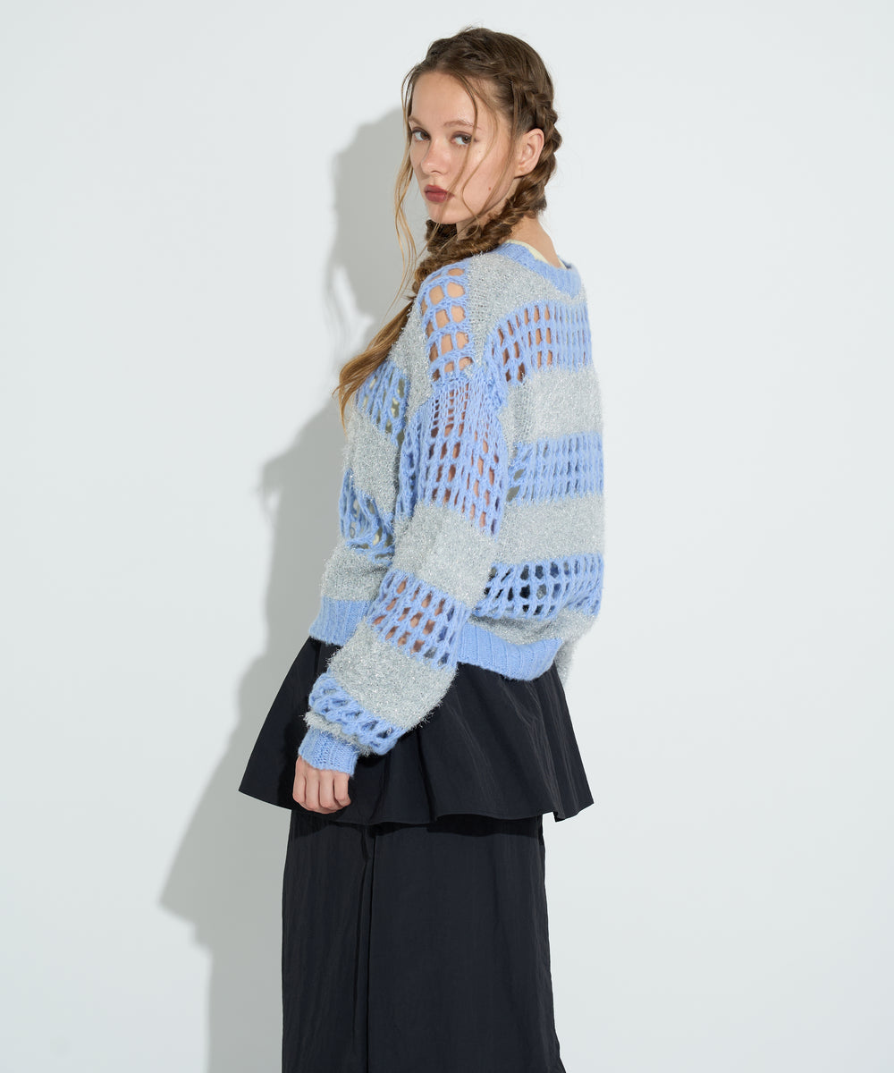 ラメシャギーニットプルオーバー