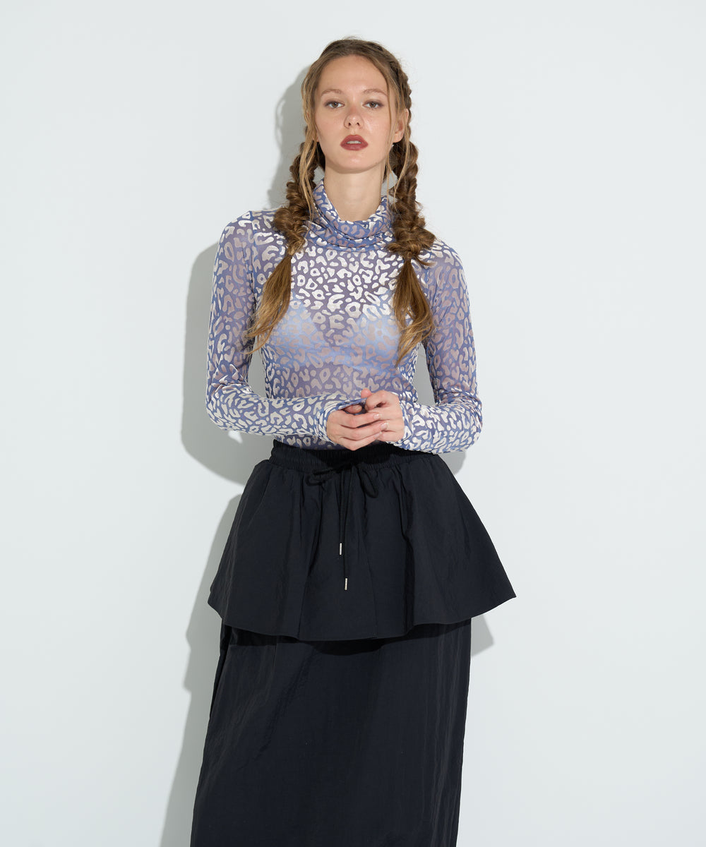 総柄シアータートルネック