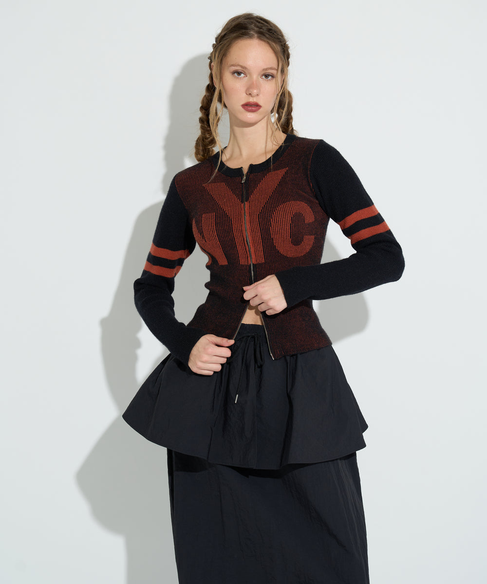 NYC配色ZIPカーデ