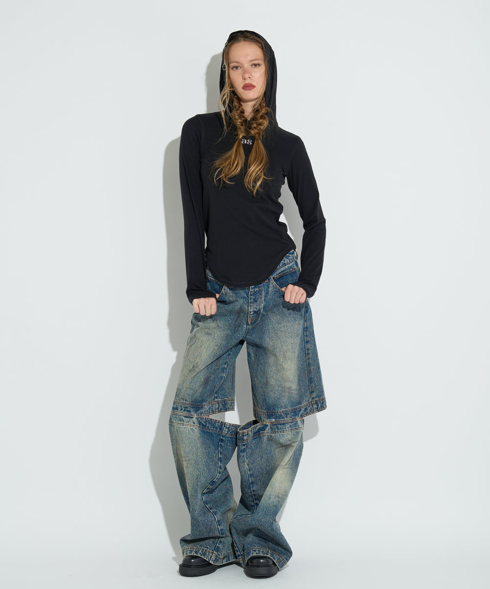 AS刺繍リブフーディー