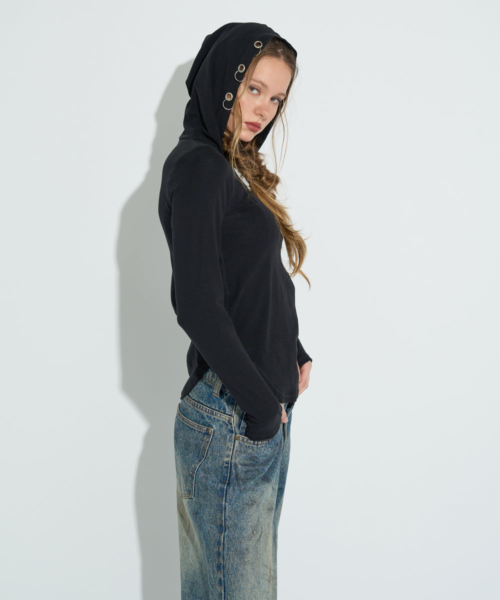 AS刺繍リブフーディー