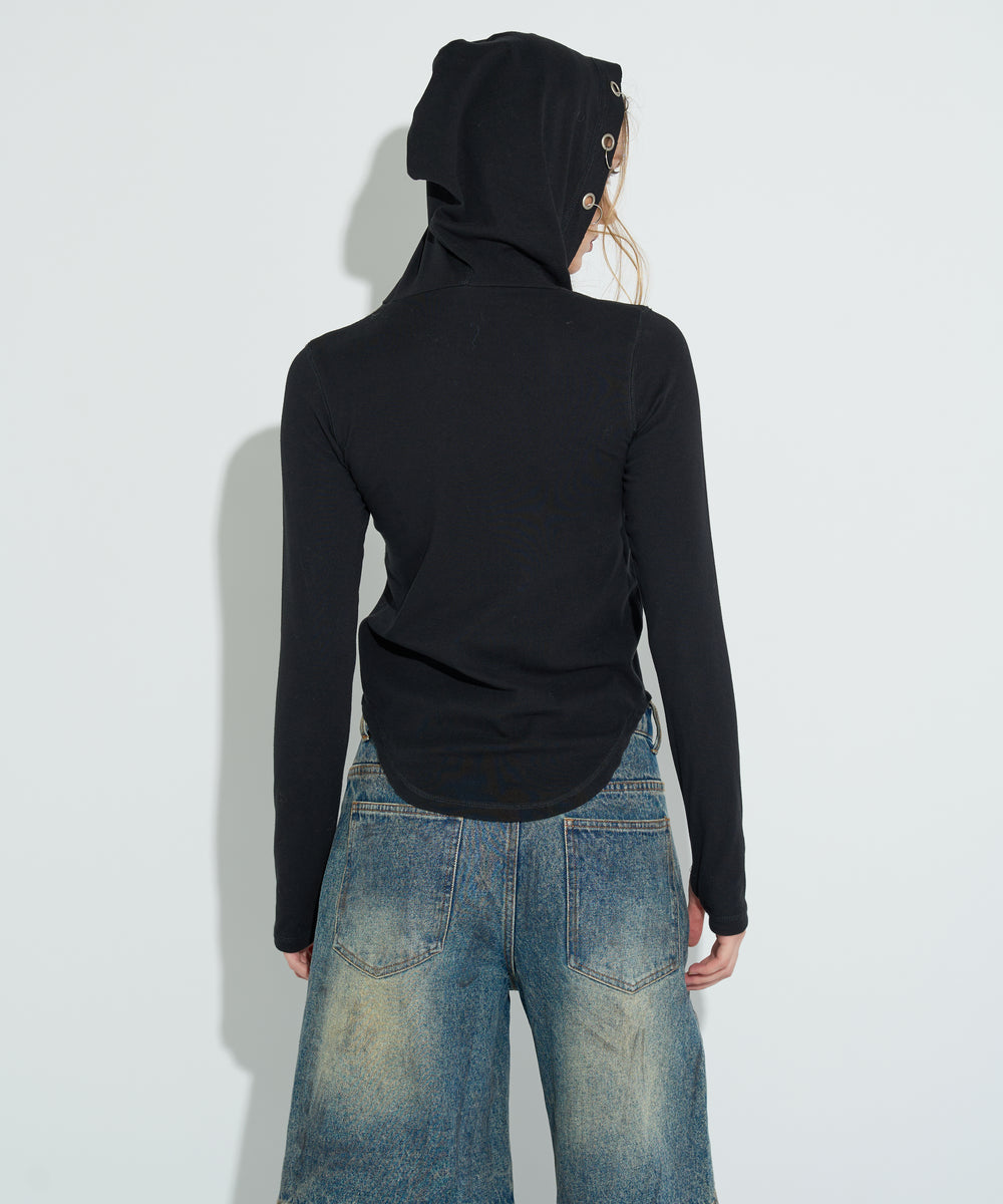 AS刺繍リブフーディー