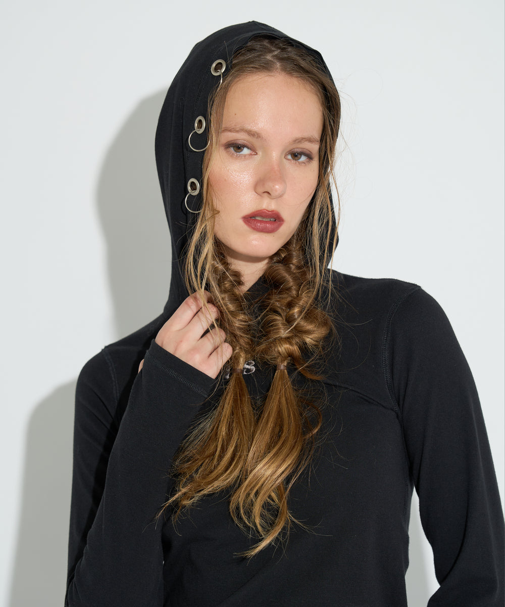 AS刺繍リブフーディー