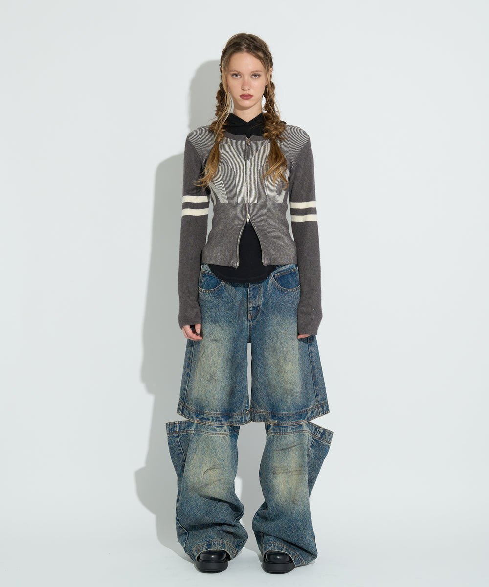 NYC配色ZIPカーデ