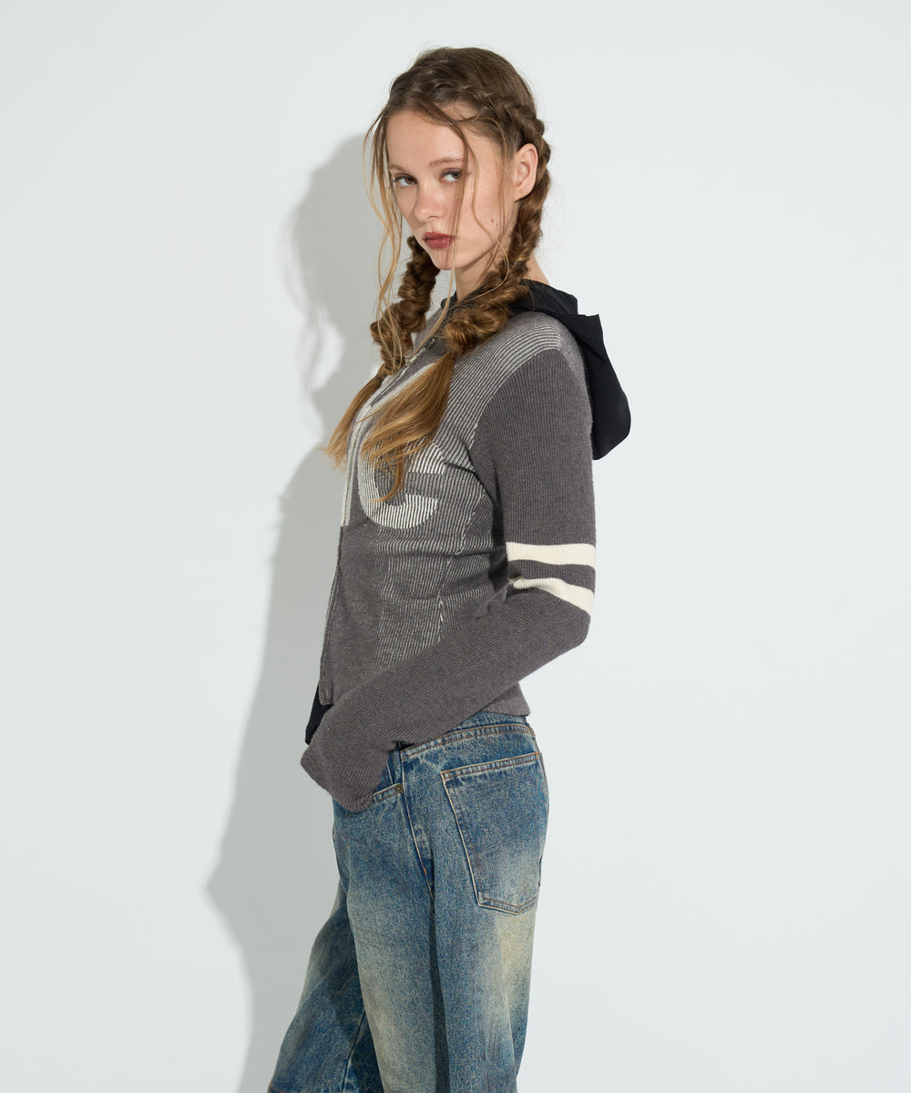 NYC配色ZIPカーデ