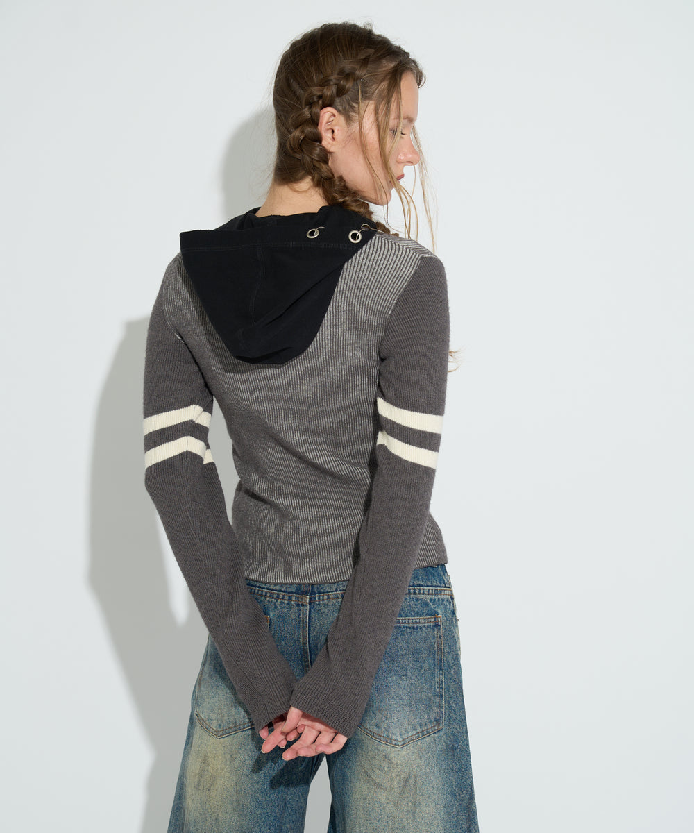 NYC配色ZIPカーデ