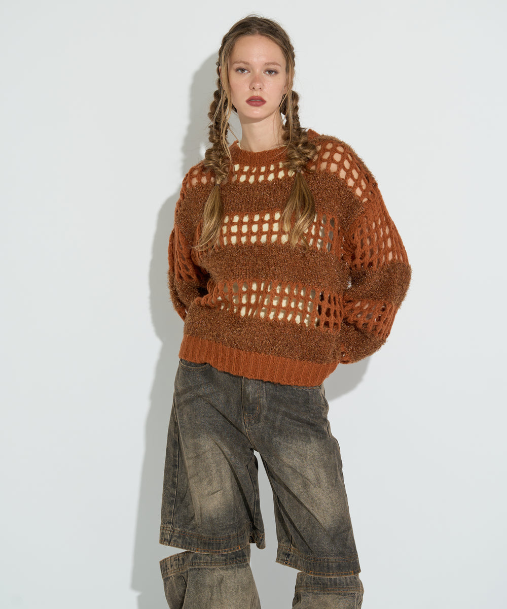 ラメシャギーニットプルオーバー