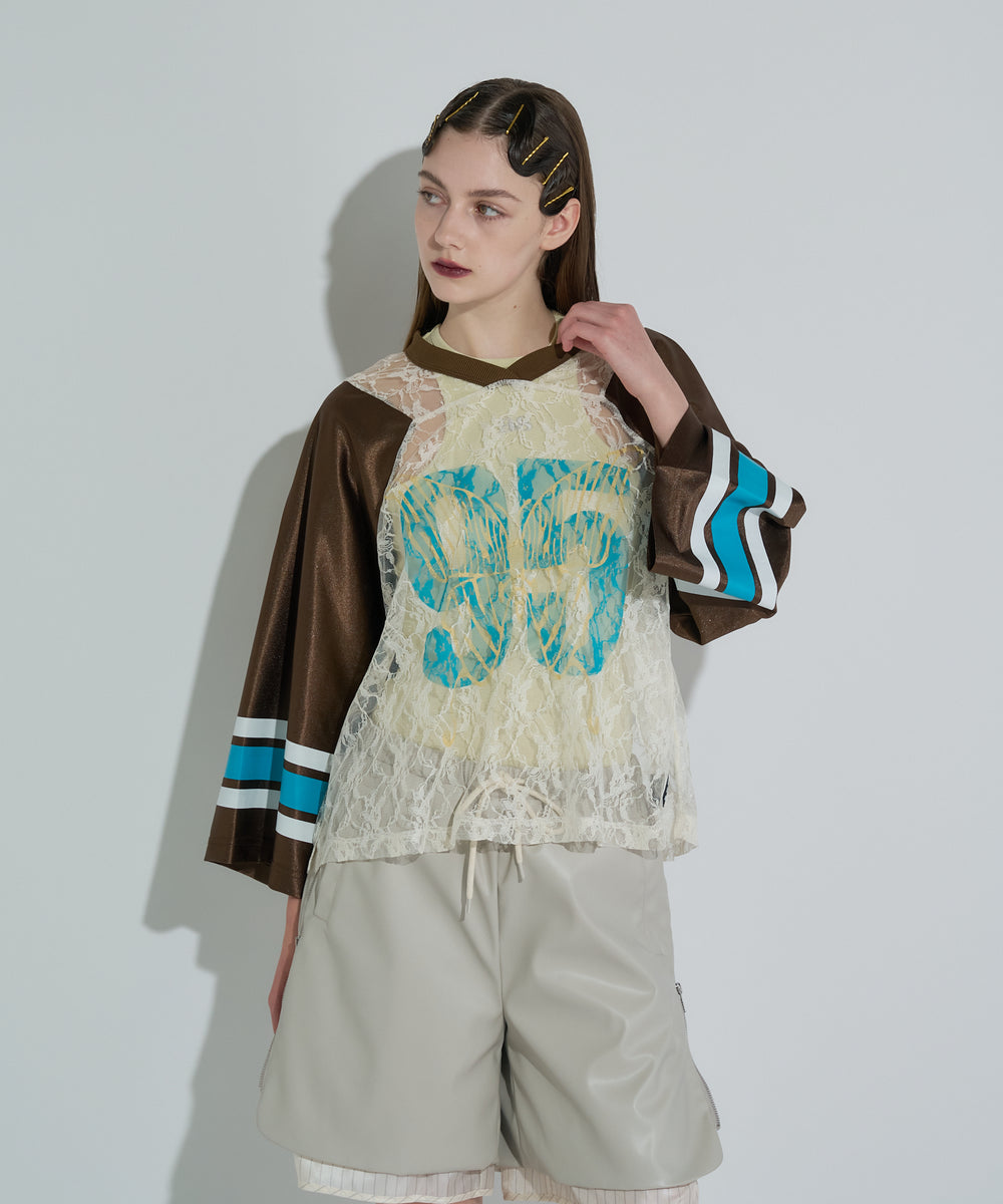 バタフライプリントゲームシャツ