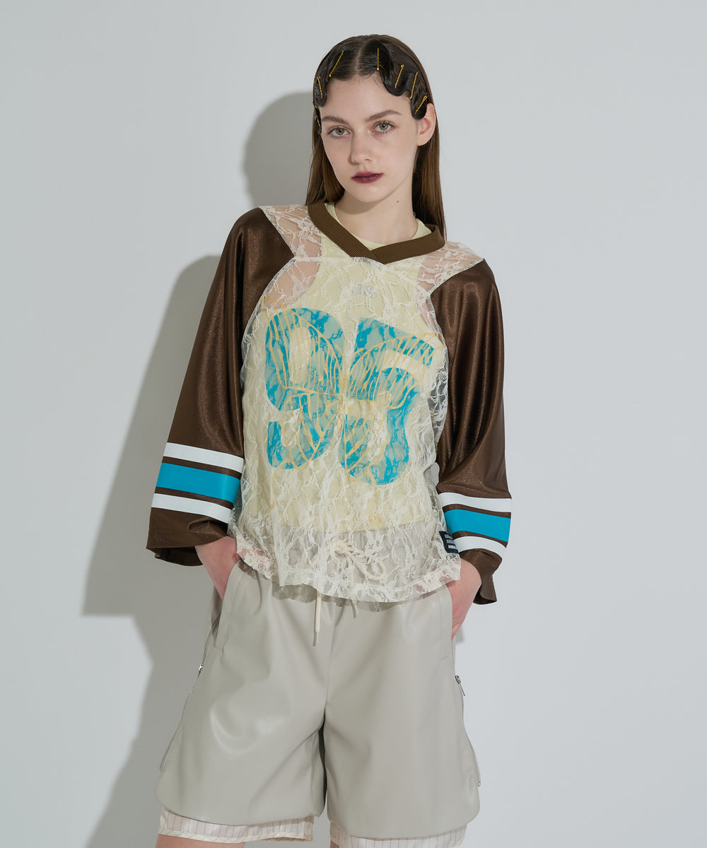 バタフライプリントゲームシャツ