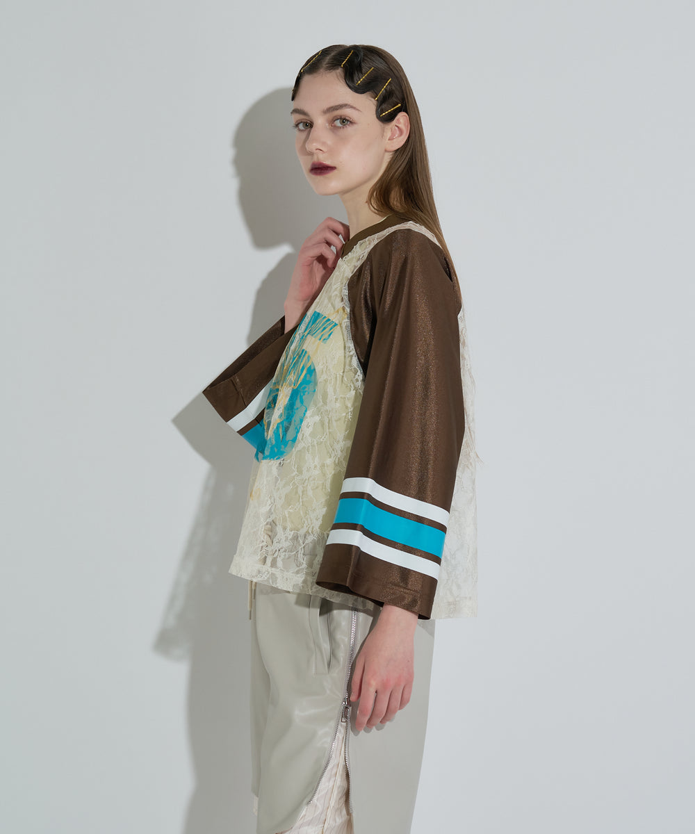 バタフライプリントゲームシャツ