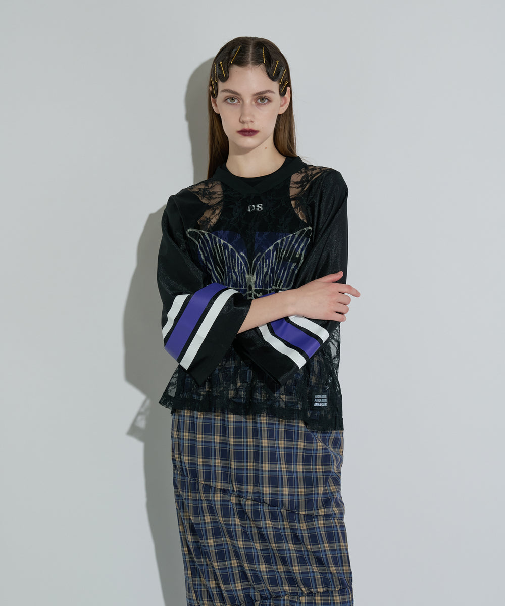 バタフライプリントゲームシャツ