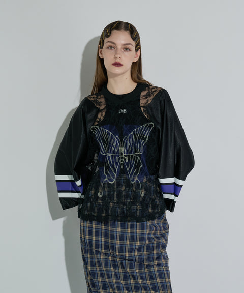 バタフライプリントゲームシャツ