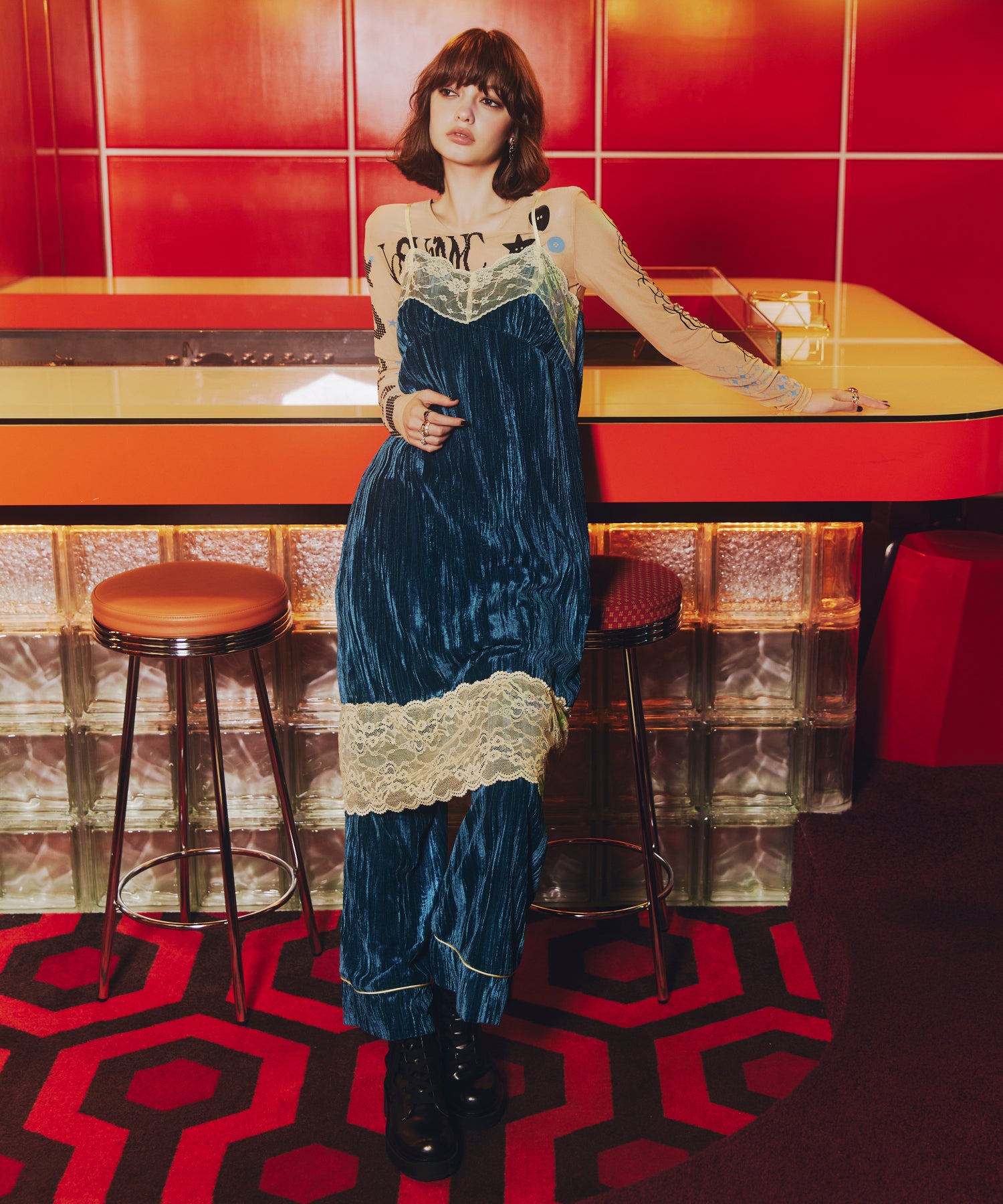 プリーツベロアキャミワンピース – anna sui nyc